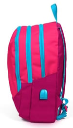 Coral High Sport Pembe Kırmızı Okul ve Günlük Sırt Çantası - Dört Gözlü - USB ve AUX Soketli
