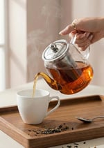 Corbeen Borosilikat Cam Demlik - 1 Litre, Düz