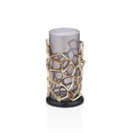Cornella Pillar Antik Gold Gri Ombreli Cam Mumluk Küçük Ağız :11 Cm X Boy:25 Cm