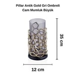 Cornella Pillar Antik Gold Gri Ombreli Cam Mumluk
