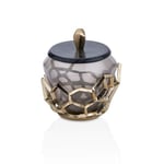 Cornella Pillar Antik Gold Gri Ombreli Cam Kavanoz Küçük Ağız:11 Cm X Boy:15 Cm X Tümü:19 Cm