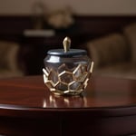 Cornella Pillar Antik Gold Gri Ombreli Cam Kavanoz Küçük Ağız:11 Cm X Boy:15 Cm X Tümü:19 Cm