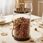 Cornella Rose Dekoratif Cam Kavanoz Silver - Gold Büyük Ağız :12 Cm X Boy:22 Cm X Tüm:26 Cm
