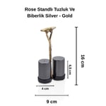Cornella Rose Standlı Tuzluk Ve Biberlik Silver - Gold