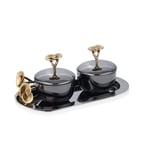 Cornella Rose Tabak Standlı Tuzluk Biberlik Silver - Gold Büyük En:15 Cm X Boy:27 Cm