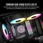 Corsair iCUE H100i Elite LCD XT Sıvı CPU Soğutucu - IPS LCD Ekran - Çift Fan AF120 RGB ELITE - Radyatör 240 mm - Intel® LGA 1700, AMD AM5 ve Plus için uygundur - Siyah