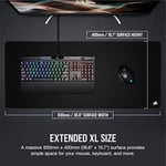 Corsair MM350 PRO Sıçrama geçirmez Premium kumaş oyun mouse pad, Alan 93 × 40 cm, Mikrofiber kumaş, 4mm Güçlü Yumuşak Kauçuk Konstrüksiyon, Kaymaz Kauçuk Taban, siyah, Genişletilmiş XL | 93 cm x 40 cm
