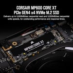 Corsair MP600 Core XT 1TB M.2 PCIe Gen4 NVMe SSD - 5900 MB/s'ye kadar - QLC NAND - M.2 2280 - PCIe 4.0 Dizüstü Bilgisayarlar ve Masaüstü Bilgisayarlar için - Siyah