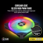 Corsair QL Serisi, iCUE QL120 RGB, 120mm, PWM, Lighting Node CORE RGB Kontrolcü Dahil, RGB Fan, 3'lü Paket (CO-9050098-WW)