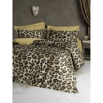 Cotton Box 5d Silky Tensel Saten Çift Kişilik Nevresim Takımı Leopar Gold