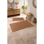 Cotton Box Aura Jakarlı Kaymaz Taban Pamuklu Paspas Seti Vine Coral 60x90+40x60