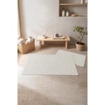 Cotton Box Aura Jakarlı Kaymaz Taban Pamuklu Paspas Seti Vine Krem 60x90+40x60