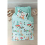Cotton Box Junior Tek Kişilik Lastikli Çarşaflı Complete Set Vroom Mint
