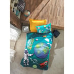 Cotton Box Junior Tek Kişilik Lastikli Çarşaflı Nevresim Takımı Little Astronaut Turkuaz