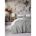 Cotton Box Klein Nakışlı Ranforce Çift Kişilik Nevresim Takımı Patara Gri