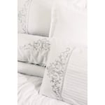 Cotton Box Nakışlı Saten Çift Kişilik Nevresim Takımı Genny Beyaz
