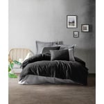 Cotton Box Plain Çift Kişilik Nevresim Takımı Siyah - Gri