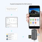 Coverzone Alüminyum OTG USB C Kart Okuyucu | iPhone Lightning ve iPad ile uyumlu, Type-C girişli SD TF Multi Card Reader, SYD-A1C
