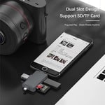 Coverzone Alüminyum OTG USB C Kart Okuyucu | iPhone Lightning ve iPad ile uyumlu, Type-C girişli SD TF Multi Card Reader, SYD-A1C