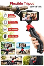 Coverzone Esnek Youtuber Yayıncılar ve Sosya Medya için İdeal 30cm Ahtapot 360 Derece Taşınabilir Ayakları Bükülebilir Selfie Telefon Tutuculu 3 Ayaklı Kampda Tatilde Gezilerde Tripod Çok Hafif 320gr