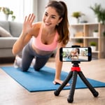 Coverzone Esnek Youtuber Yayıncılar ve Sosya Medya için İdeal 30cm Ahtapot 360 Derece Taşınabilir Ayakları Bükülebilir Selfie Telefon Tutuculu 3 Ayaklı Kampda Tatilde Gezilerde Tripod Çok Hafif 320gr