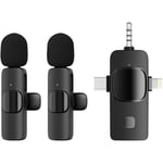 Coverzone Kablosuz İkili Yaka Mikrofonu iPhone ile Uyumlu 3.5mm Aux iPhone Type-C PC Tablet Video Kayıt Röportaj Canlı Yayın Vlog Kablosuz Mikrofon USB C ve Amfi ve Bilgisayar Uyumlu ZR564