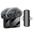 Coverzone Kablosuz Yaka Mikrofonu Çiftli Mikrofon iPhone 15 16 17 ile Uyumlu TYPE-C/Lightning Portlu Telefon PC Tablet Video Kayıt Röportaj Canlı Yayın Vlog Kab - Seçenekler: Typce, Type C - Lightning