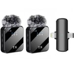 Coverzone Kablosuz Yaka Mikrofonu Çiftli Mikrofon iPhone 15 16 17 ile Uyumlu TYPE-C/Lightning Portlu Telefon PC Tablet Video Kayıt Röportaj Canlı Yayın Vlog Kab - Seçenekler: Typce, Type C - Lightning