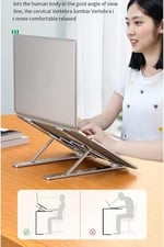 Coverzone Katlanabilir Alüminyum Laptop Standı – 13 Kademeli Yükseklik Ayarlı, Telefon Tutuculu, Taşınabilir, Ergonomik, Isı Dağıtıcı, Kaymaz Silikon Destekli Notebook Sehpası