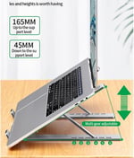 Coverzone Katlanabilir Alüminyum Laptop Standı – 13 Kademeli Yükseklik Ayarlı, Telefon Tutuculu, Taşınabilir, Ergonomik, Isı Dağıtıcı, Kaymaz Silikon Destekli Notebook Sehpası