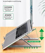 Coverzone Katlanabilir Alüminyum Laptop Standı – 13 Kademeli Yükseklik Ayarlı, Telefon Tutuculu, Taşınabilir, Ergonomik, Isı Dağıtıcı, Kaymaz Silikon Destekli Notebook Sehpası