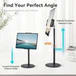 Coverzone Tablet ve iPad ile Uyumlu Stant – 360° Döner, 90° Eğilebilir, 44cm Yükseklik Ayarlı, Alüminyum Alaşım, 12 inç'e Kadar Tablet Uyumlu, Eller Serbest Okuma Çalışma Tutucu J2 (12 inç'e kadar)