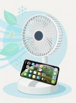 Coverzone Yüksekliği Ayarlanabilir 31cm - 37 cm Taşınabilir Masaüstü Mini USB Fan Şarj Edilebilir Telefon Tutuculu 3 Kademeli Vantilatör Soğutucu Mini Fan (FS-21 - Beyaz)