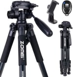 coverzone Zomei Q111 Kamera Tripodu Cep Telefonu Tutuculu + Uzaktan Kumanda, Alüminyum Alaşım Hafif Kamera Ayaklı Tripod 3 Yönlü Döner Başlık Hızlı Değiştirme Plakası ve Çanta 47 – 140 cm Siyah Renk
