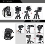 coverzone Zomei Q111 Kamera Tripodu Cep Telefonu Tutuculu + Uzaktan Kumanda, Alüminyum Alaşım Hafif Kamera Ayaklı Tripod 3 Yönlü Döner Başlık Hızlı Değiştirme Plakası ve Çanta 47 – 140 cm Siyah Renk