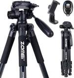 coverzone Zomei Q111 Kamera Tripodu Cep Telefonu Tutuculu + Uzaktan Kumanda, Alüminyum Alaşım Hafif Kamera Ayaklı Tripod 3 Yönlü Döner Başlık Hızlı Değiştirme Plakası ve Çanta 47 – 140 cm Siyah Renk