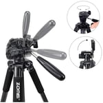coverzone Zomei Q111 Kamera Tripodu Cep Telefonu Tutuculu + Uzaktan Kumanda, Alüminyum Alaşım Hafif Kamera Ayaklı Tripod 3 Yönlü Döner Başlık Hızlı Değiştirme Plakası ve Çanta 47 – 140 cm Siyah Renk
