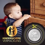 CR2032 3v Lithium Knopfzellen, 20 Stück Li-Mn Knopfbatterien CR 2032 - 3 Volt im 20-er Pack, Batterien einzeln entnehmbar (GP Batteries Markenprodukt)