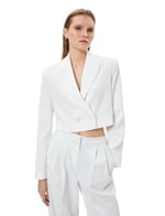 Crop Blazer Ceket Düğmeli Kruvaze