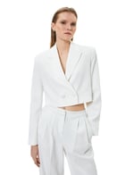 Crop Blazer Ceket Düğmeli Kruvaze