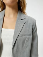 Crop Blazer Ceket Fleto Cepli Viskon Karışımlı