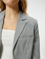 Crop Blazer Ceket Fleto Cepli Viskon Karışımlı