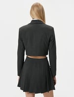 Crop Blazer Ceket Kruvaze Düğmeli