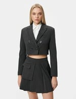 Crop Blazer Ceket Kruvaze Düğmeli