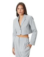 Crop Blazer Ceket Tek Düğmeli Cep Detaylı
