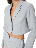 Crop Blazer Ceket Tek Düğmeli Cep Detaylı