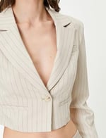 Crop Blazer Ceket Uzun Kollu