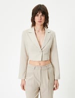 Crop Blazer Ceket Uzun Kollu