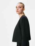 Crop Blazer Ceket Yakasız Cepli