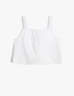 Crop Bluz Askılı Fiyonk Detaylı Pamuklu